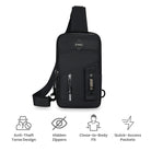 Men's anti-theft chest bag with hidden zippers, quick-access pockets, and close-to-body fit. Ideal for secure travel and daily use.