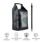 Waterproof phone bag with clear touchscreen pouch, IP68 rating, durable PVC material, and multi-purpose use. Ideal for water activities.