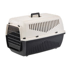 Pet carrier Skipper III, durable plastic, black and beige, with secure metal door and ventilation slots, ideal for safe pet travel and transport.