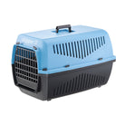 Blue and black Skipper III pet carrier with ventilation slots and secure latch, ideal for safe and comfortable pet travel.