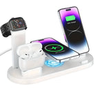 4-in-1 wireless charging station for iPhone, AirPods, and Apple Watch. Fast charging dock with sleek design, compatible with multiple devices.