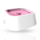 Modern pink and white pet water fountain with paw print design, ideal for cats and dogs. Automatic pet water dispenser for hydration and health.