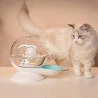 Cat drinking fountain with transparent globe design, modern pet water dispenser, ideal for cats, enhances hydration, stylish home accessory.