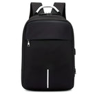 Sleek black anti-theft backpack with USB charging port, water-resistant material, and ergonomic design. Ideal for travel, work, and daily use.