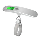 Digital luggage scale with LCD display and hook, ideal for accurate weight measurement. Portable travel accessory for suitcases and bags.