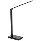 Sleek black LED desk lamp with adjustable arm and touch controls, ideal for modern office lighting, energy-efficient, minimalist design.