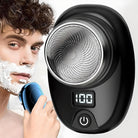 Compact electric shaver with digital display, ergonomic design, and precision blades for a smooth shave. Ideal for men's grooming and travel use.