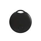 Sleek black wireless Bluetooth tracker with compact round design, ideal for locating keys, wallets, and bags. Smart tracking device for easy item recovery.