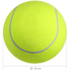 Large 24cm yellow tennis ball with gray seams, ideal for sports training and pet play. Durable, high-visibility design for outdoor activities.