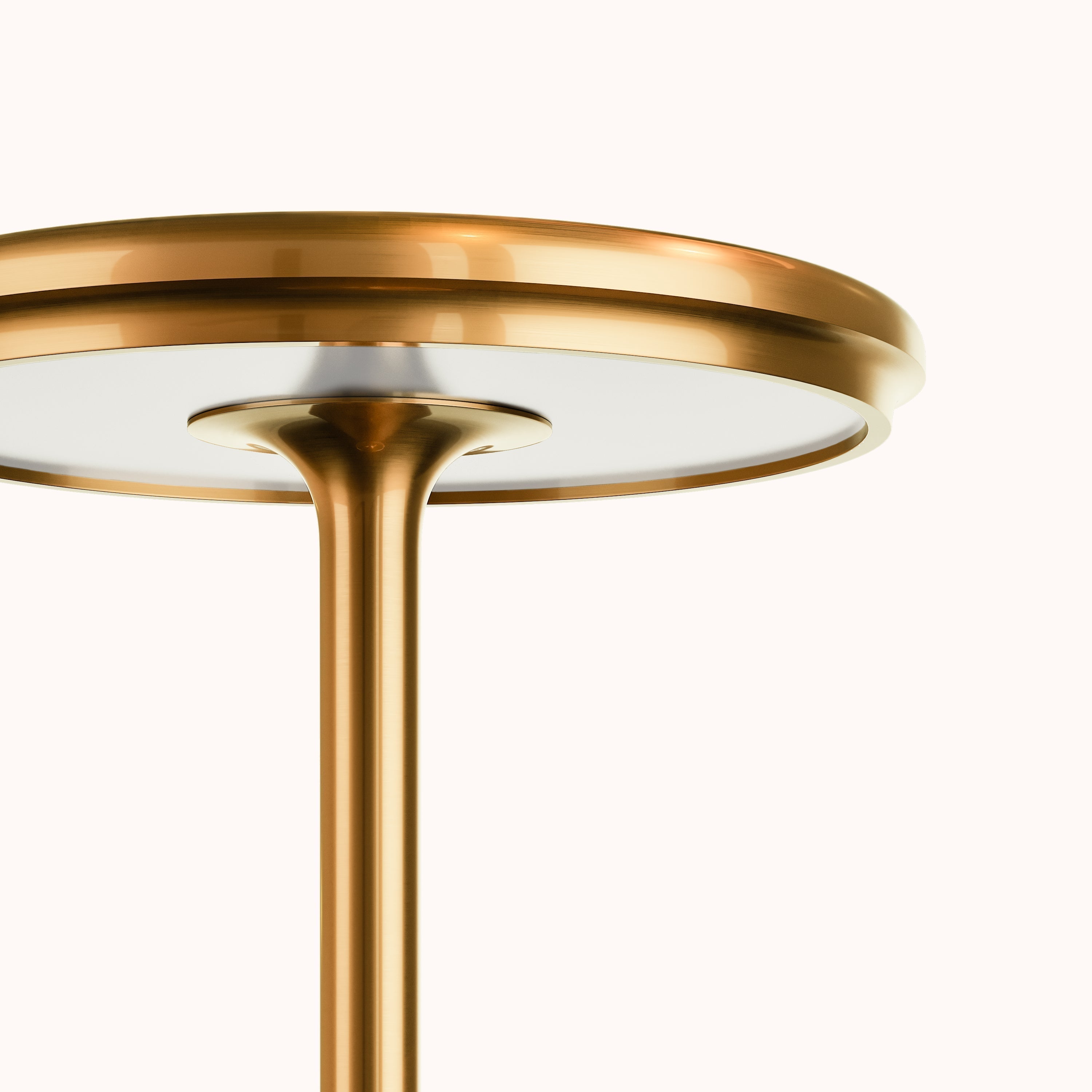 Modern brass table lamp with sleek design, featuring a round base and minimalist style. Perfect for contemporary home decor and ambient lighting.