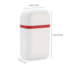 White rectangular container with red band, dimensions 7cm x 12cm x 4.5cm, ideal for storage. Compact design, perfect for organizing small items.