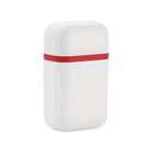 White rectangular plastic container with a red band, suitable for storage or travel. Modern minimalist design, ideal for organizing small items.