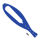 Blue plastic fish tape puller tool with ergonomic handle, used for electrical wiring installation. Durable, lightweight design for easy cable management.