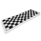 Black and white checkered kitchen rug, rectangular, non-slip, durable, modern design, perfect for home decor, 24x72 inches.