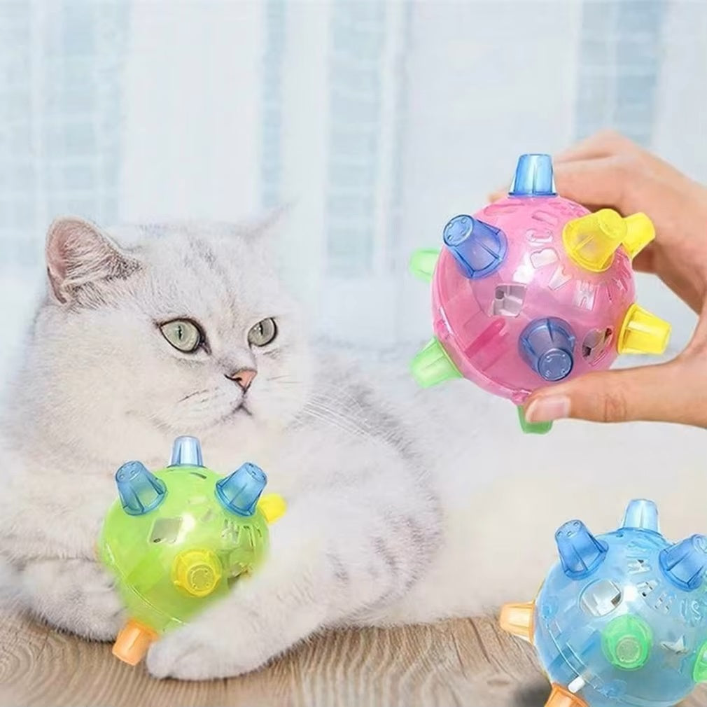 Cat playing with colorful spiky balls; interactive pet toy for cats; fun, engaging, and stimulating; perfect for indoor play and exercise.