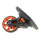 Replacement luggage wheel with orange and black design, featuring a durable plastic frame and smooth-rolling caster for easy suitcase mobility.