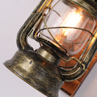 Vintage brass lantern wall sconce with Edison bulb, rustic industrial design, antique finish, perfect for home decor, ambient lighting, and retro style.