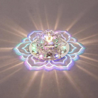 Crystal lotus flower LED light with multicolor illumination, decorative home lighting, ambient decor, radiant glow, perfect for meditation spaces.