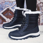 Women's winter snow boots with faux fur lining, waterproof design, and durable rubber sole, perfect for cold weather and outdoor activities.