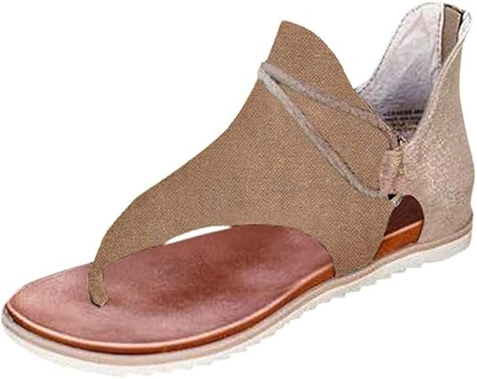 Women's brown gladiator sandal with open toe, ankle strap, and flat sole. Stylish summer footwear, perfect for casual wear and beach outings.