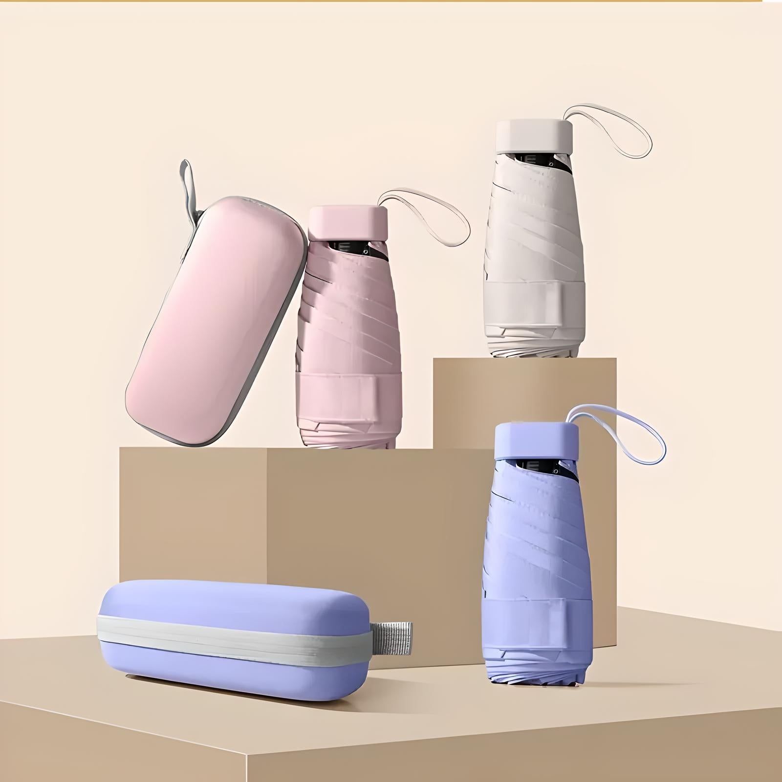 Collapsible silicone water bottles in pastel colors with carrying cases, featuring leak-proof design and portable straps, ideal for travel and outdoor activities.