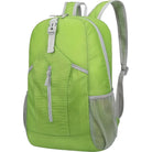 Bright green backpack with multiple compartments, adjustable straps, and mesh side pockets. Ideal for travel, hiking, or school. Durable and lightweight design.