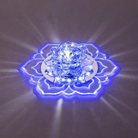 Crystal lotus flower LED light with blue glow, decorative lighting, home decor, meditation accessory, ambient illumination, spiritual decor.