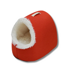 Cozy red pet bed with plush white interior, perfect for cats and small dogs. Soft, comfortable, and stylish pet furniture for indoor use.