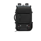 Sleek black travel backpack with multiple compartments, ergonomic straps, and durable design. Ideal for business trips and outdoor adventures.