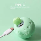 Cute green cat-themed USB Type-C charger with paw design, highlighting convenient charging. Perfect for tech accessories and gadget enthusiasts.