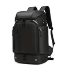 Sleek black travel backpack with multiple compartments, ergonomic design, and durable zippers. Ideal for hiking, commuting, and outdoor adventures.