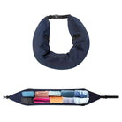 Travel neck pillow with hidden storage compartments, ideal for organizing clothes and accessories. Perfect for convenient and secure travel packing.