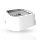 White automatic pet water fountain with paw print design, modern square shape, ideal for cats and dogs, promotes hydration, easy to clean.