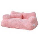 Plush pink pet bed, cozy and soft, ideal for small dogs or cats. Luxurious faux fur design, perfect for comfort and style in pet accessories.