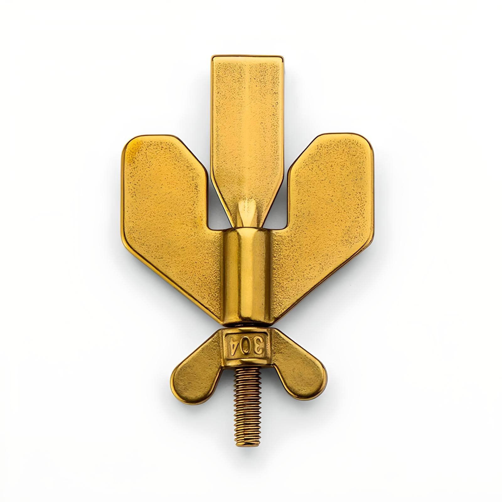 Gold guitar tuning peg with a unique three-wing design, featuring a central screw and engraved "304" marking. Ideal for precision tuning and instrument repair.