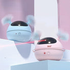 Cute robotic vacuum cleaners with fluffy ears, one blue and one pink, on a pastel background. Smart home cleaning gadget, 360-degree navigation.