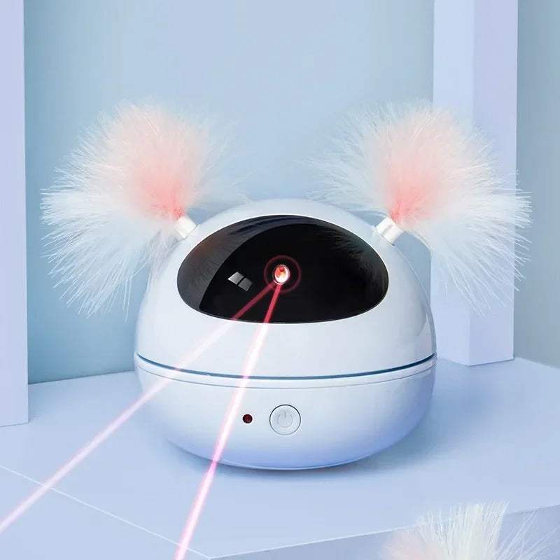 Cute interactive cat toy with laser, fluffy ears, and sleek design. Perfect for pet entertainment and exercise. Ideal for playful cats.