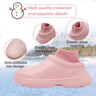 Pink winter slip-on shoes with anti-collision toe, elastic heel support, and shoe opening. High-quality materials, ideal for cold weather.