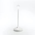 Sleek modern white LED desk lamp with minimalist design, featuring a conical shade and touch control base, ideal for home office lighting solutions.