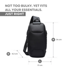 Anti-theft crossbody charging bag in sleek black design, featuring USB port, ergonomic strap, and compact dimensions for secure, convenient travel.