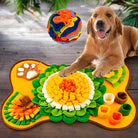 Dog snuffle mat with colorful flower design, interactive pet toy for mental stimulation and slow feeding, ideal for training and enrichment activities.