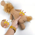 Interactive dog toy with textured surface and squeaker, ideal for chewing and play. Durable plush design for pet entertainment and dental health.