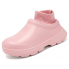 Pink fur-lined clogs for women, featuring a plush interior, waterproof design, and non-slip sole. Ideal for indoor and outdoor use. Winter warm slippers.