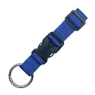 Dark blue nylon keychain with black plastic buckle and metal keyring. Durable and stylish accessory for keys, bags, or backpacks.