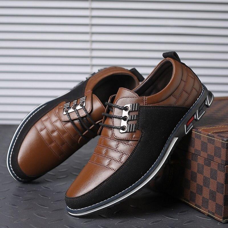 Men's brown leather dress shoes with black suede accents, featuring a stylish lace-up design and textured pattern, perfect for formal occasions.