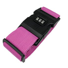 Pink luggage strap with combination lock, durable travel accessory for suitcase security, adjustable nylon belt, essential for travel safety.