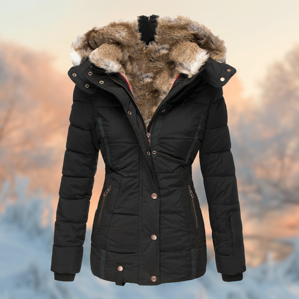 Women's Fur-Lined Winter Jacket - Warm, Stylish, and Windproof for Cold Weather