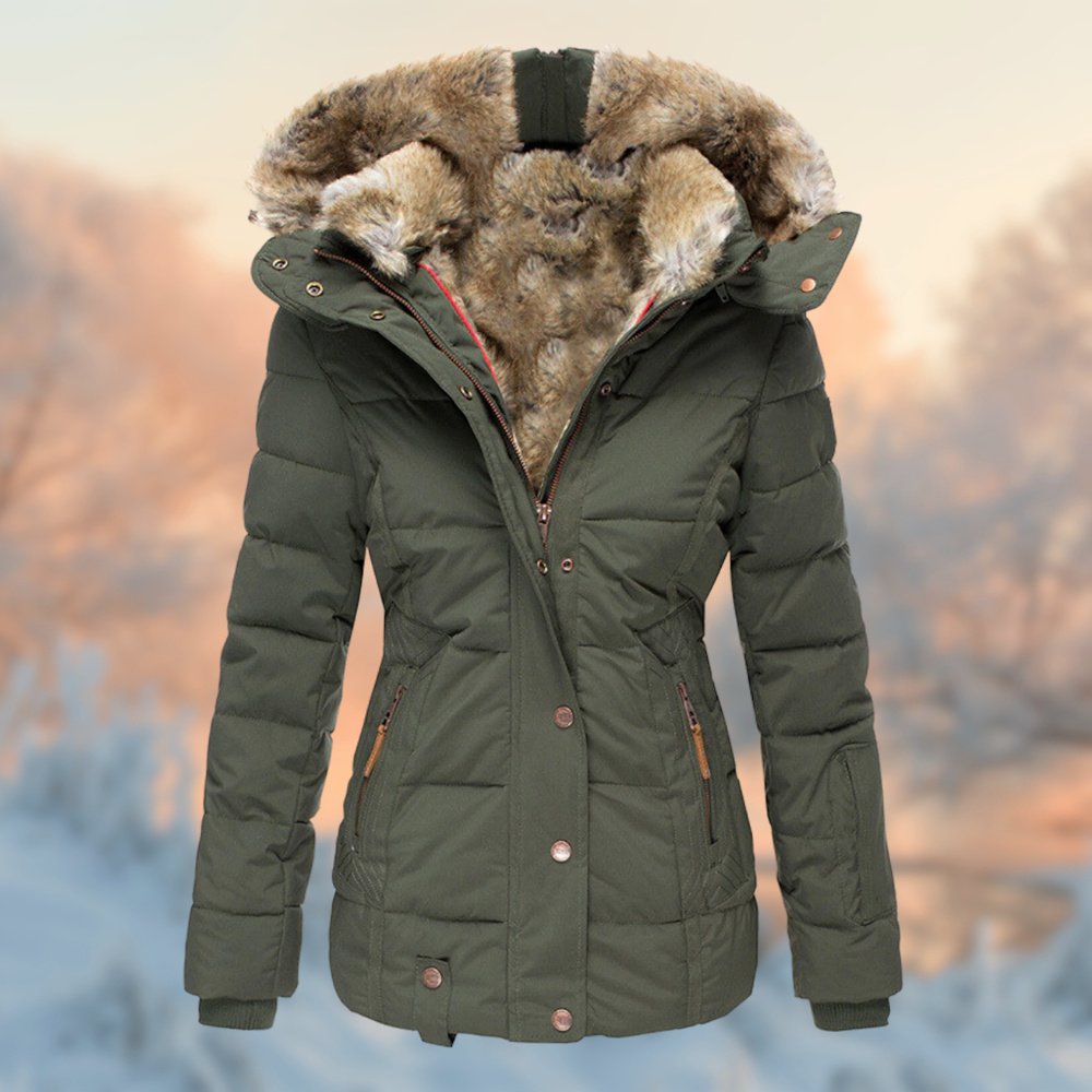 Women's Fur-Lined Winter Jacket - Warm, Stylish, and Windproof for Cold Weather