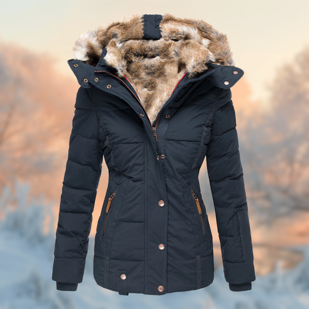 Women's Fur-Lined Winter Jacket - Warm, Stylish, and Windproof for Cold Weather