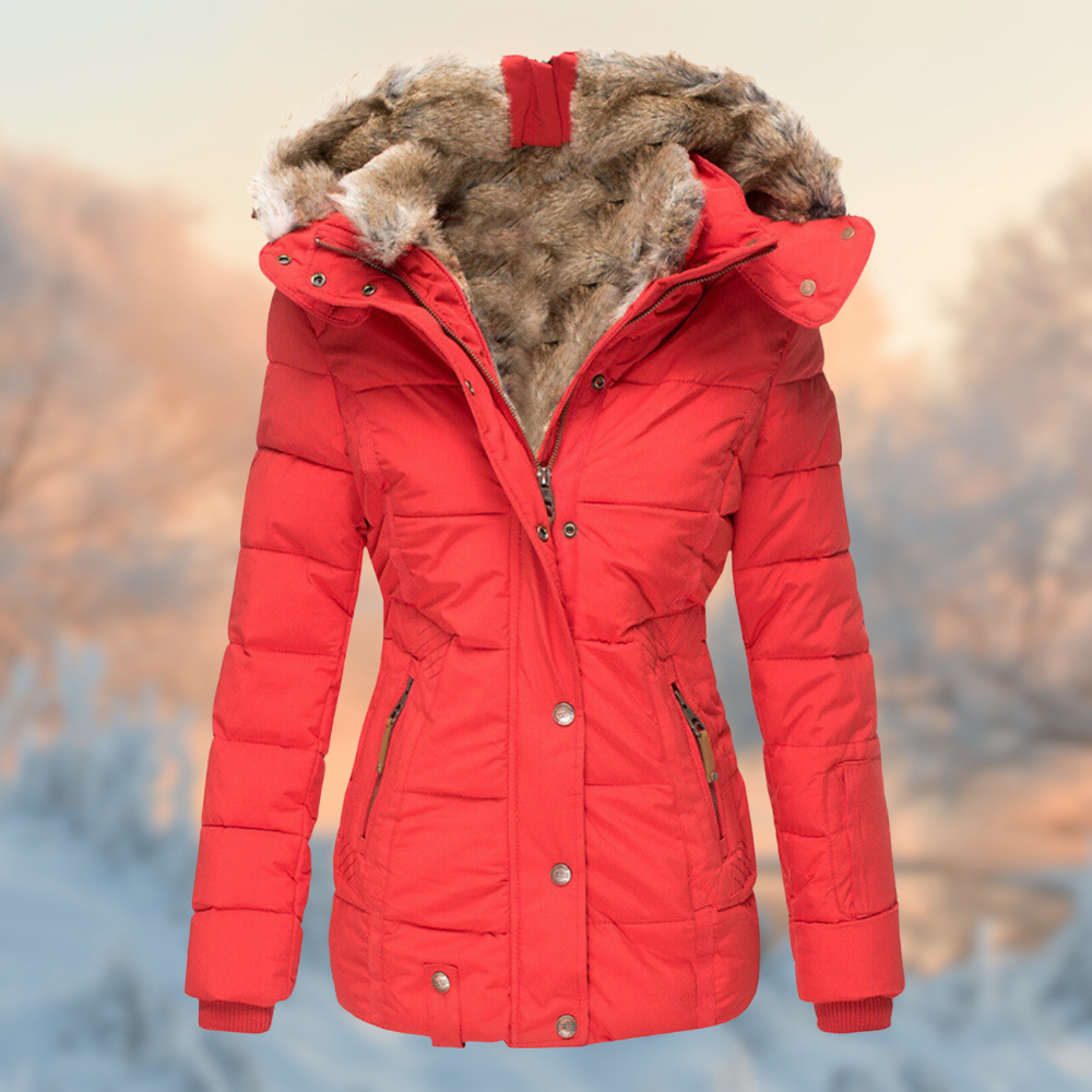 Women's Fur-Lined Winter Jacket - Warm, Stylish, and Windproof for Cold Weather